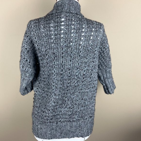 Express Women's Elbow Sleeve Open Knit Cardigan Sweater Size S Heathered Gray - Picture 4 of 7